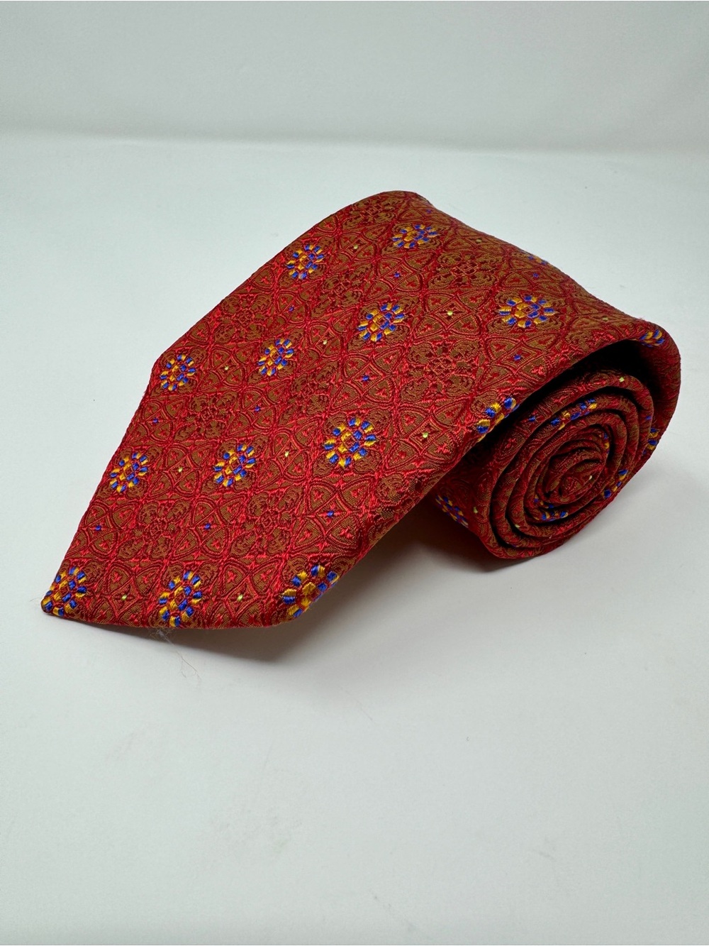 Robert Talbott Best of Class Nordstrom Red Medallion Silk Tie USA 59”